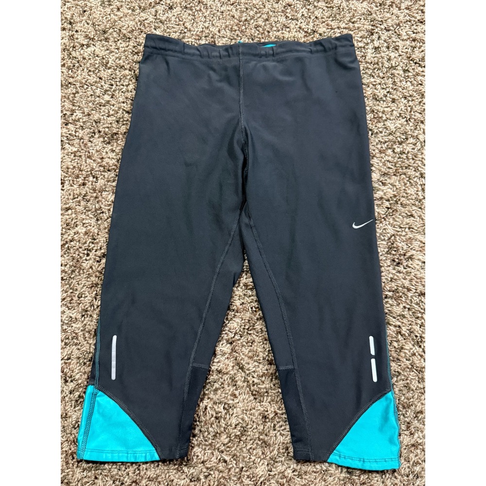 Nike Dri-FIT Women's Gray Teal Epic Lux Running Crop Leggings Medium Jogging